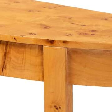 Elegant Bali & Pari Half-Moon Console Table in Burl Wood
