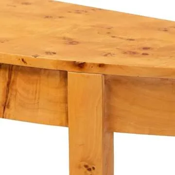 Elegant Bali & Pari Half-Moon Console Table in Burl Wood