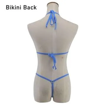 SHERRYLO Micro Bikini Extreme for Women Sexy G String Thong Swimsuit Mini Bikinis Bathing Suit Exotic Style Blue