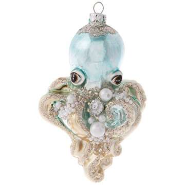 Stunning Octopus Glass Ornament for Nautical Decor