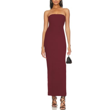 Aigeman Women's Strapless Tube Maxi Dress with Back Slit - Elegant Cocktail Dress