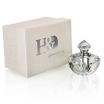 H&D HYALINE & DORA H&D Crystal Glass Art Deco Vintage Style Perfume Bottles Empty Glass Refillable 2...