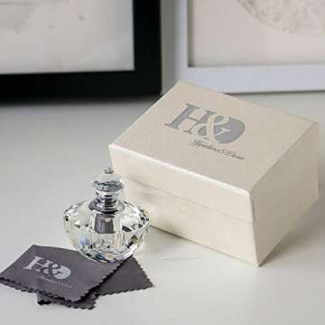 H&D HYALINE & DORA H&D Crystal Glass Art Deco Vintage Style Perfume Bottles Empty Glass Refillable 2ML