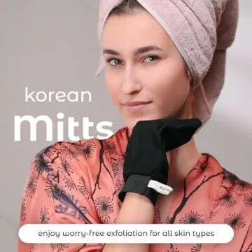 MainBasics Korean Exfoliating Mitts - Deep Exfoliating Gloves for Dead Skin, Spray Tan Prep, Keratos...