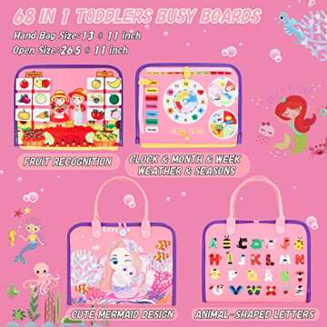 iooo Toddler Busy Board Montessori Toys for 1 2 3 4 Year Old, Sensory Board with Buckles Educational...