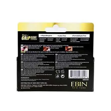 EBIN NEW YORK Grip Bond Eyelash Adhesive (Paddle Type, White/Dries Clear, 0.18 oz) | Hypoallergenic Latex Free Formaldehyde Free Lasts All Day Ideal for Sensitive Skins