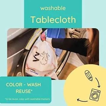 World Map Coloring Tablecloth for Kids - Washable Reusable Coloring Fabric - Ideal for Birthday Party - English World Map - Coloring Activity for Children & Adults - Size 45”x45” Giant Coloring Pages