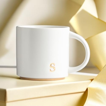 Elegant Golden Initial Ceramic Mugs for Home and Gifts