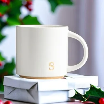 Elegant Golden Initial Ceramic Mugs for Home and Gifts