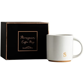 Elegant Golden Initial Ceramic Mugs for Home and Gifts