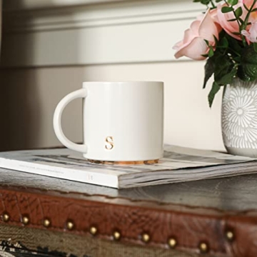 Elegant Golden Initial Ceramic Mugs for Home and Gifts