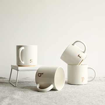 Elegant Golden Initial Ceramic Mugs for Home and Gifts