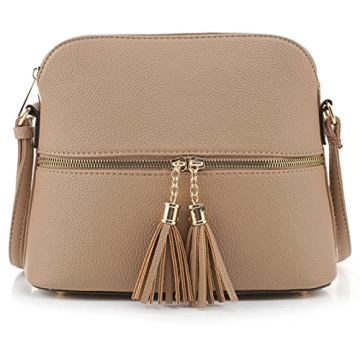 SG SUGU Lunar Lightweight Medium Dome Crossbody Bag | Stylish with Double Tassels & Adjustable Strap...