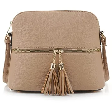 SG SUGU Lunar Lightweight Medium Dome Crossbody Bag | Stylish with Double Tassels & Adjustable Strap...