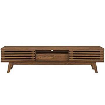 Modway Render 70" Mid-Century Modern Low Profile Entertainment TV Stand, 70 Inch, Walnut Walnut