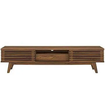 Modway Render 70" Mid-Century Modern Low Profile Entertainment TV Stand, 70 Inch, Walnut Walnut
