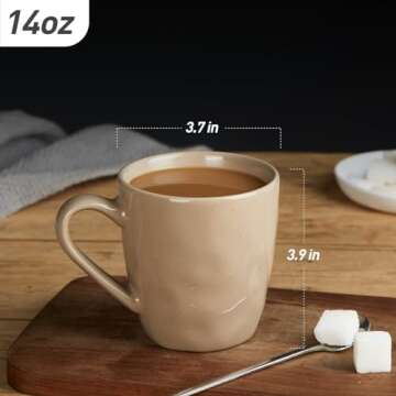 famiware Mars 4 Pieces Coffee Mug, 14 oz Tea Mug, Catering Mugs with Handle for Coffee, Tea, Cocoa, Milk, Multi-color