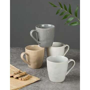 famiware Mars 4 Pieces Coffee Mug, 14 oz Tea Mug, Catering Mugs with Handle for Coffee, Tea, Cocoa, Milk, Multi-color