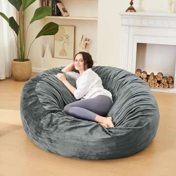 ILPEOD Bean Bag Chairs for Adults - Memory Foam Furniture BeanBag Chair - Kids/Teens Sofa with Soft ...