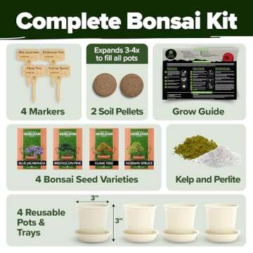 Bonsai Tree Kit - Gifts for Men & Women - Grow 4 Bonsai Trees - Unique Gardening Crafts for Adults, ...