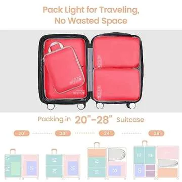 Cambond Compression Packing Cubes for Travel, 4 Pack Travel Bags Luggage Organizers Travel Essentials Compression Cubes for Carry on Suitcases, Watermelon Pink