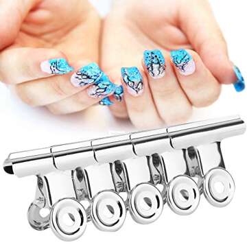 Stainless Steel Clips, 5 Pcs Multi-functional Nail Art Accessories Silver C Curve Nail Extension Clips for Salon and Household