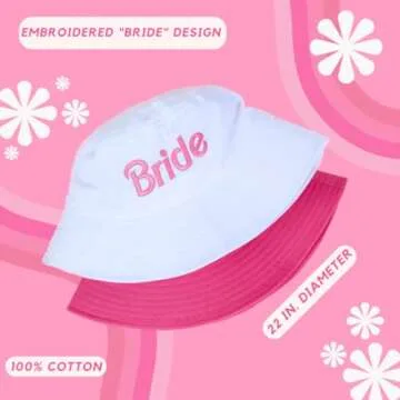 FESTA VIDA Lets Go Party Bucket Hat for Bridal and Bachelorette Parties; Cute Pool & Beach Hats for Brides & Bridesmaids (White)