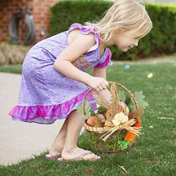 Juegoal Bunny Easter Woven Basket for Party Favors, Handmade Wicker Rattan Easter Candy Eggs Baskets...