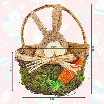 Juegoal Bunny Easter Woven Basket - Handmade Egg Basket for Kids