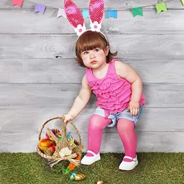 Juegoal Bunny Easter Woven Basket - Handmade Egg Basket for Kids