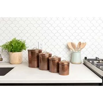 Old Dutch Hammered Copper Canister Set of 4