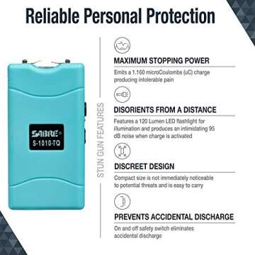 SABRE 2-in-1 Stun Gun with LED Flashlight – Self Defense Power