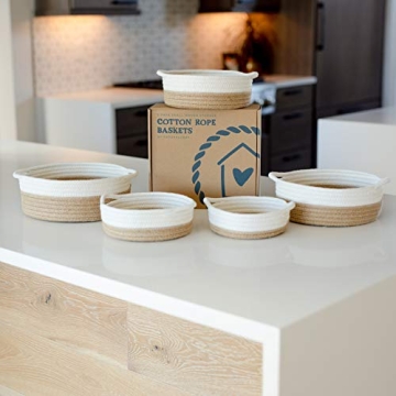 NaturalCozy 5-Piece Cotton Rope Baskets for Home
