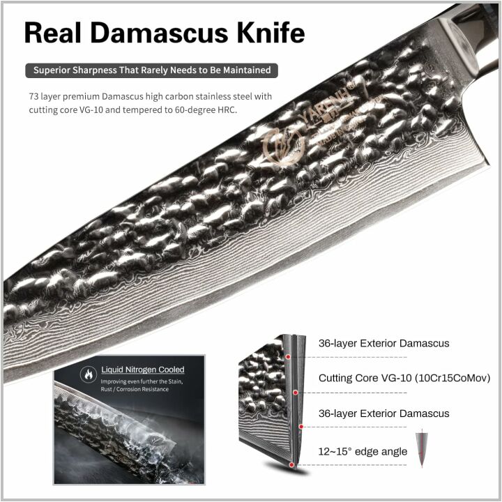 YARENH 8 Piece Professional Damascus Knife Set
