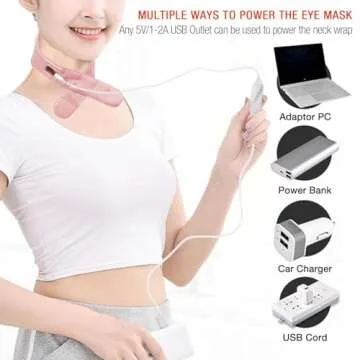 Neck Heating Pad, Arris Heated Neck Wrap with Adjustable Time and Temperature Control, USB Powered Neck Pain Relief, Stiffness Relief or Postoperative Recovery Pink