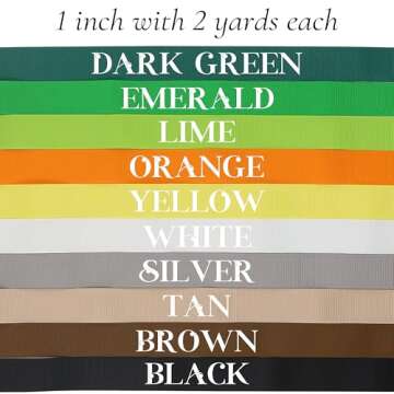Vibrant Midi Grosgrain Ribbon - 20 Assorted Colors for Crafting