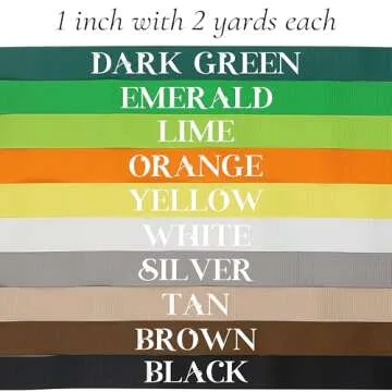 Vibrant Midi Grosgrain Ribbon - 20 Assorted Colors for Crafting