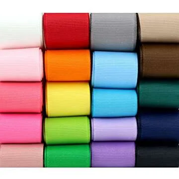 Vibrant Midi Grosgrain Ribbon - 20 Assorted Colors for Crafting