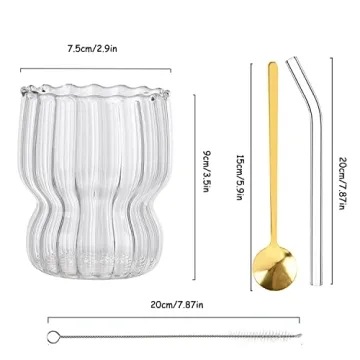 YumSur Vintage Ripple Glasses Set for Iced Coffee & Juice