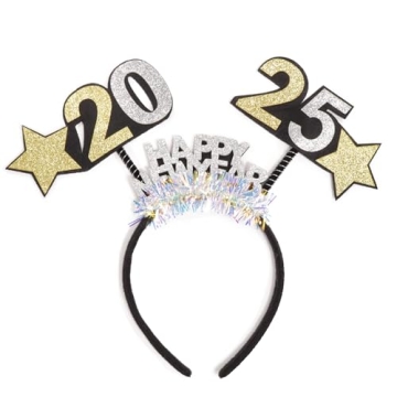 New Years Eve Outfit Accessory, 2025 Bopper Headband, NYE Party Supplies and Favors, One Size Fits M...