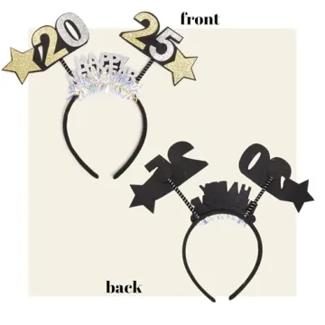 New Years Eve Outfit Accessory, 2025 Bopper Headband, NYE Party Supplies and Favors, One Size Fits Most