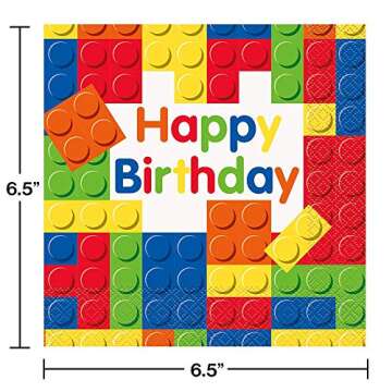 Colorful Building Blocks Birthday Party Plates and Napkins (Serves 16)
