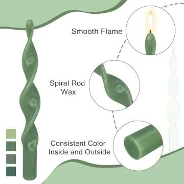 Spiral Taper Candles - 4 PCS Gradient Green Candlesticks