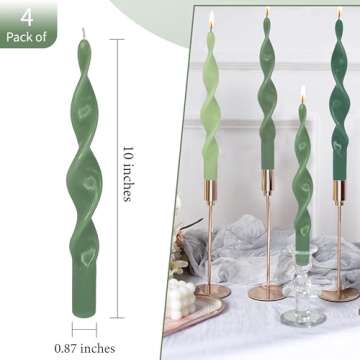 Spiral Taper Candles - 4 PCS Gradient Green Candlesticks