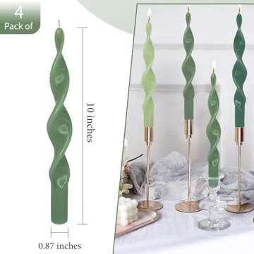 Spiral Taper Candles - 4 PCS Gradient Green Candlesticks