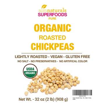 Organic Roasted Chickpeas 2 LB- 100% USDA Organic Certified – Healthy Snack, Lightly Roasted, No Oil, No Salt, No GMO & Gluten Free – Product of Turkey