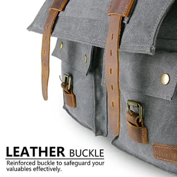 Lifewit 17.3" Men's Messenger Bag Vintage Canvas Leather Military Shoulder Laptop Bags, Grey
