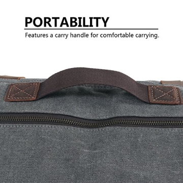 Lifewit 17.3" Men's Messenger Bag Vintage Canvas Leather Military Shoulder Laptop Bags, Grey