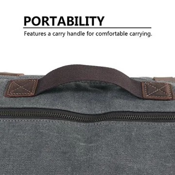 Lifewit 17.3" Men's Messenger Bag Vintage Canvas Leather Military Shoulder Laptop Bags, Grey