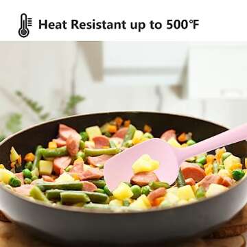 DUFEIMOY 5 Piece Pink Silicone Spatula Set, Heat Resistant Rubber Spatulas Set, Silicone Kitchen Utensils Set Dishwasher Safe for Nonstick Cookware Baking Cooking